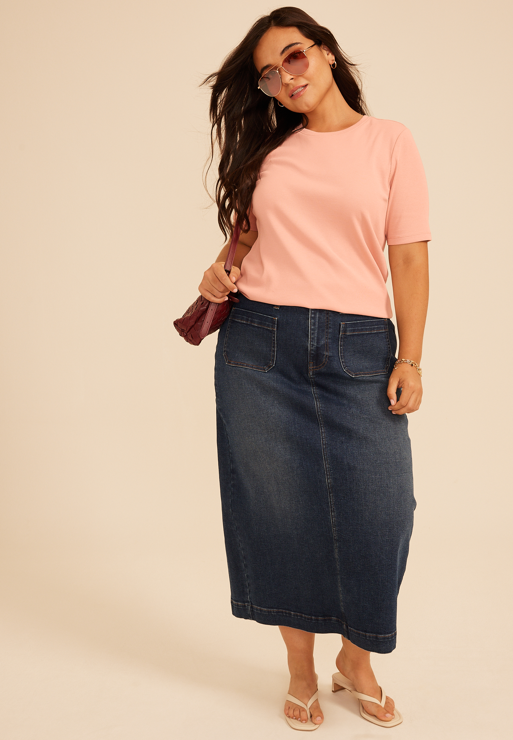 Plus Size 24/7 Ribbed Elbow Sleeve Tee