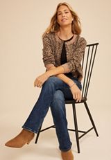 Washed Terry Leopard Button Front Cardigan, C5296, small