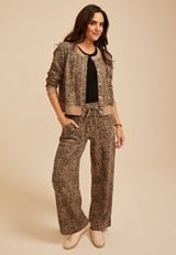 Washed Terry Leopard Button Front Cardigan, C5296, small