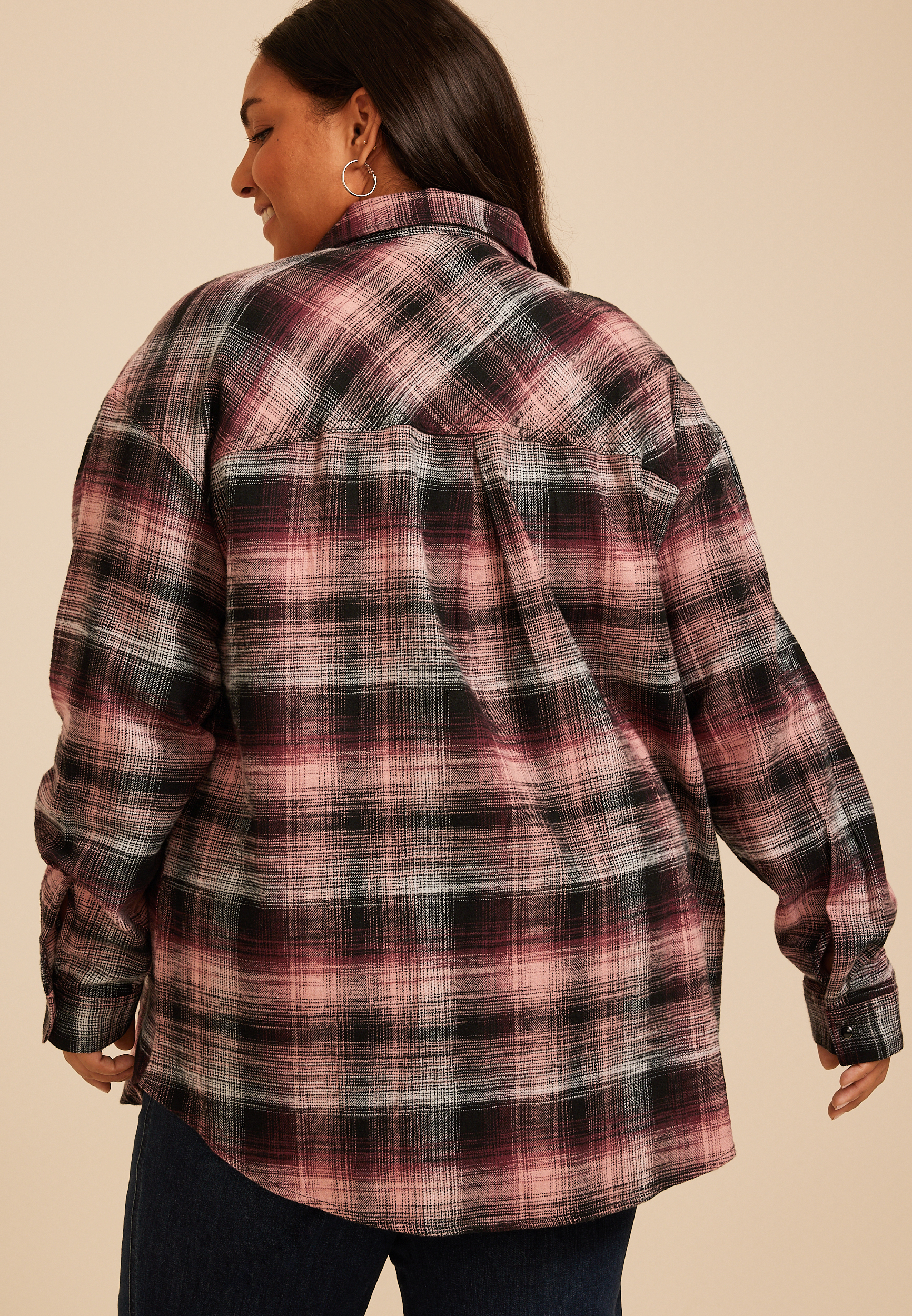 Plus Size Cabin Plaid Button Down Shirt, C1756, large
