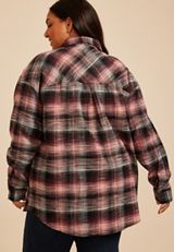 Plus Size Cabin Plaid Button Down Shirt, C1756, small