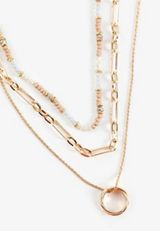 Gold Mixed Charm Layered Necklace, C605, small