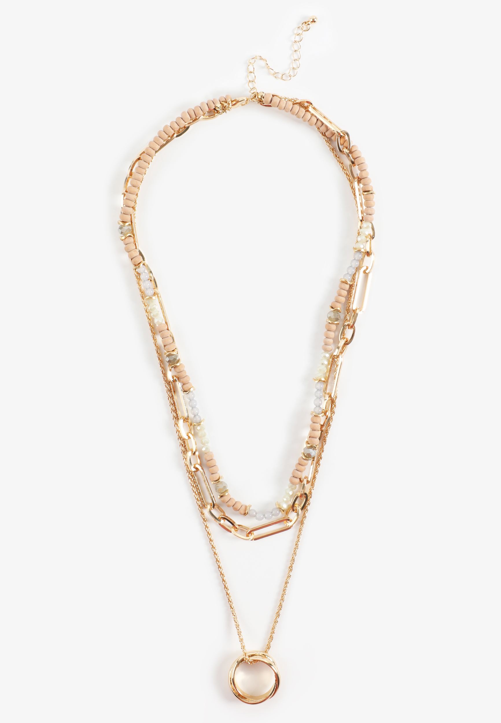 Gold Mixed Charm Layered Necklace, C605, large