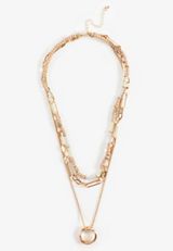Gold Mixed Charm Layered Necklace, C605, small