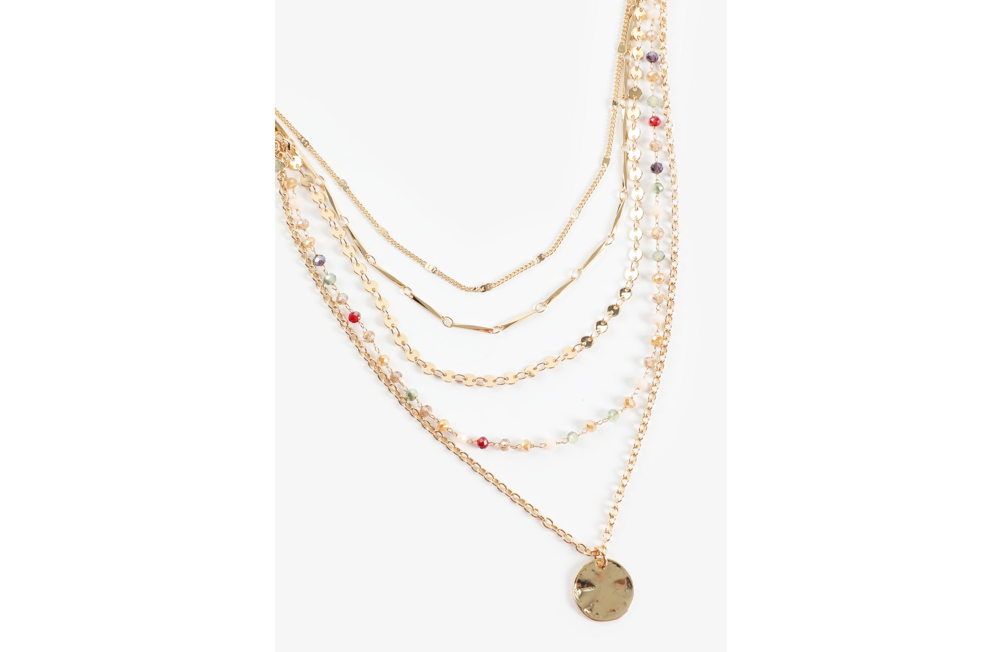 Gold Coin Pendant Layered Necklace