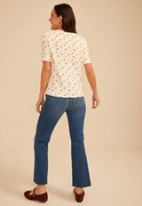 24/7 Floral Ribbed Elbow Sleeve Tee, C5487, small