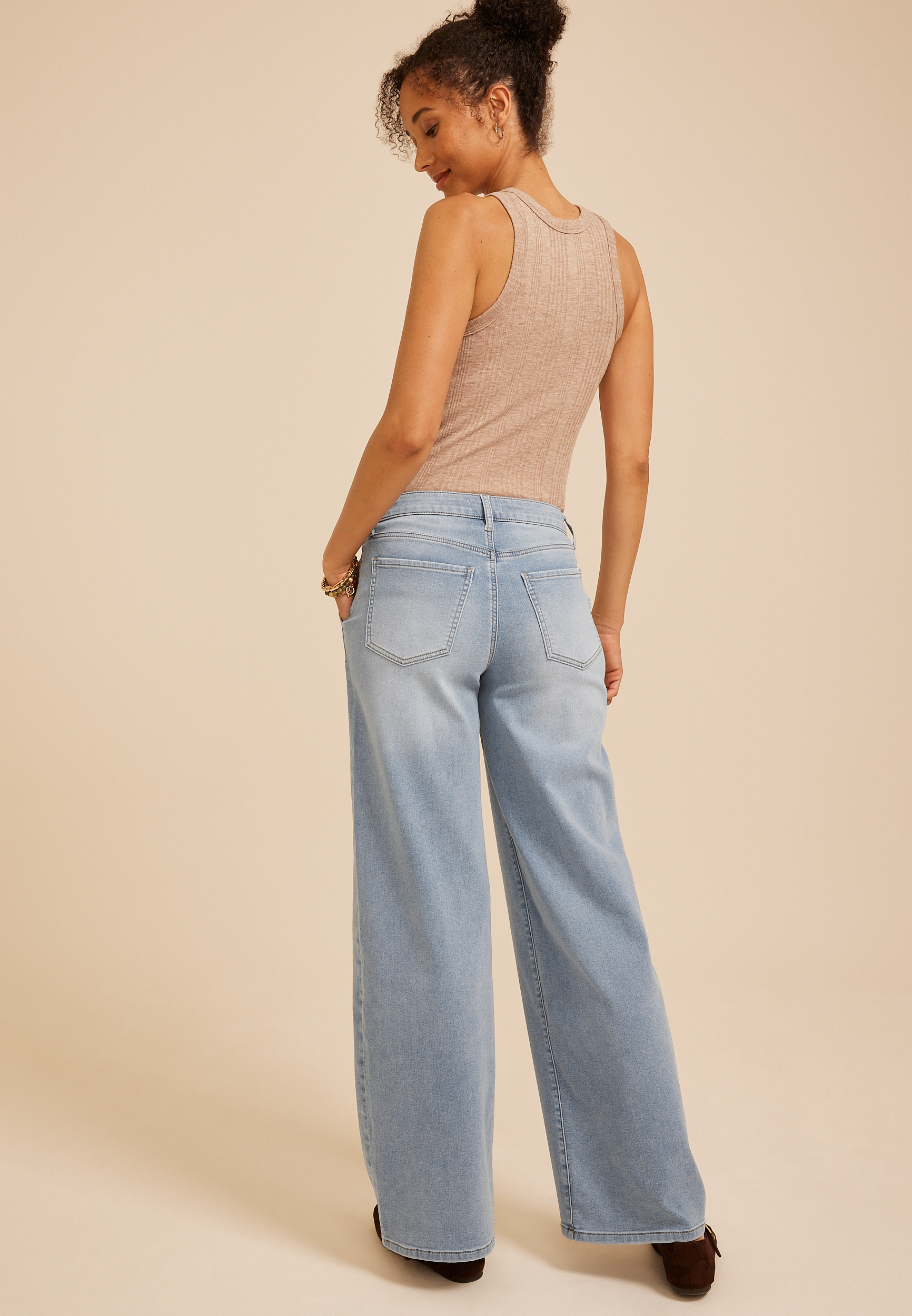 m jeans by maurices&trade; Light Knit High Rise Wide Leg Jean, C2806, large
