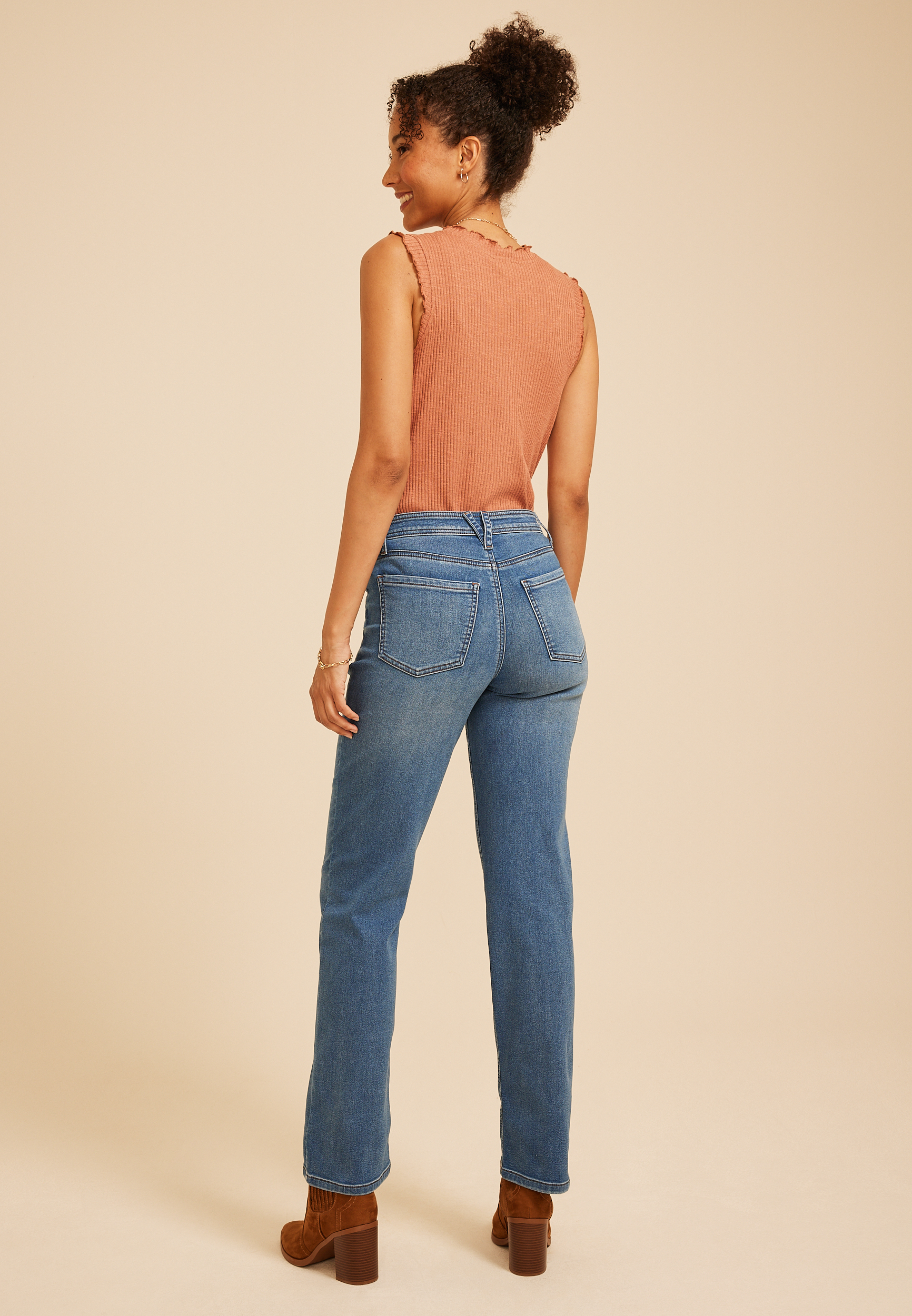 m jeans by maurices&trade; Mid Rise Knit Relaxed Straight Jean, C3337, large