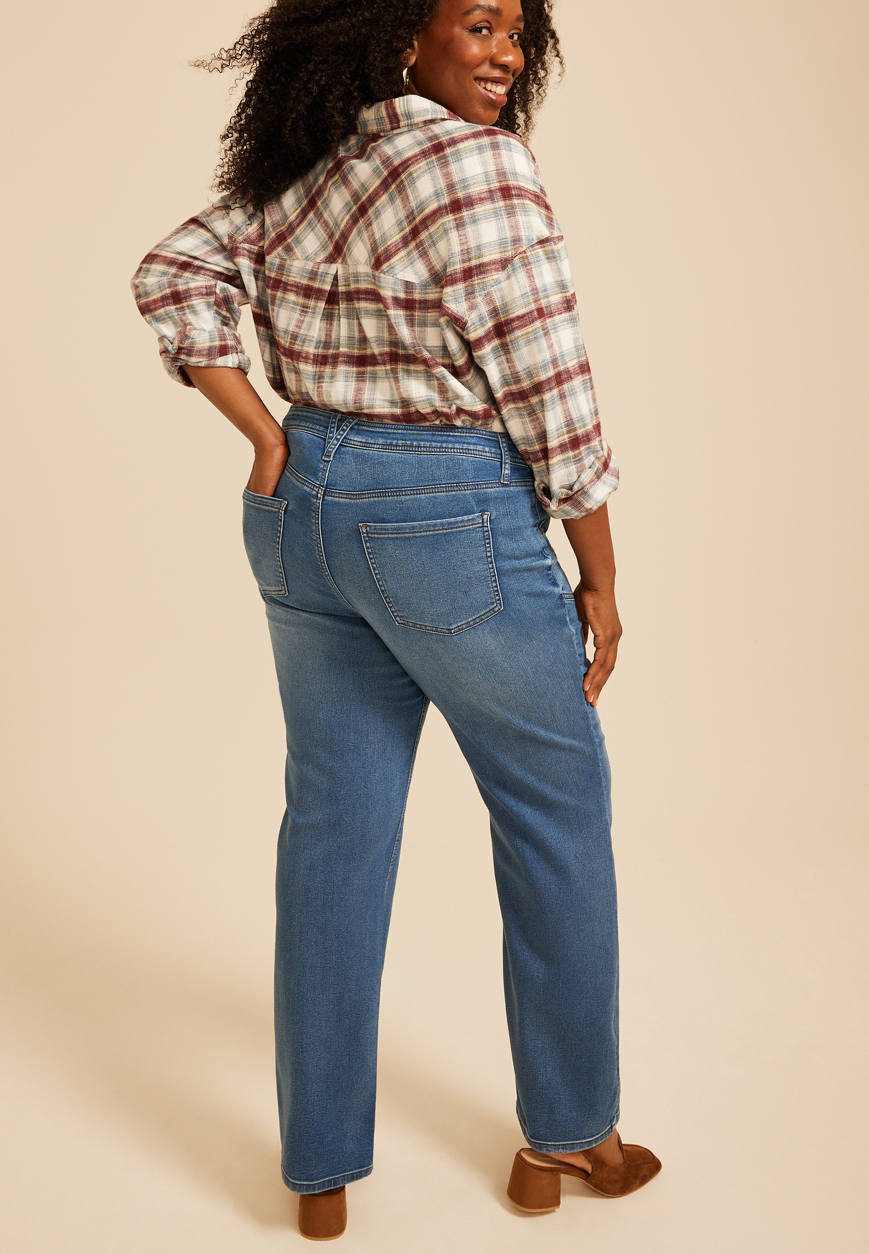 Plus Size m jeans by maurices&trade; Mid Rise Knit Relaxed Straight Jean, C3337, large