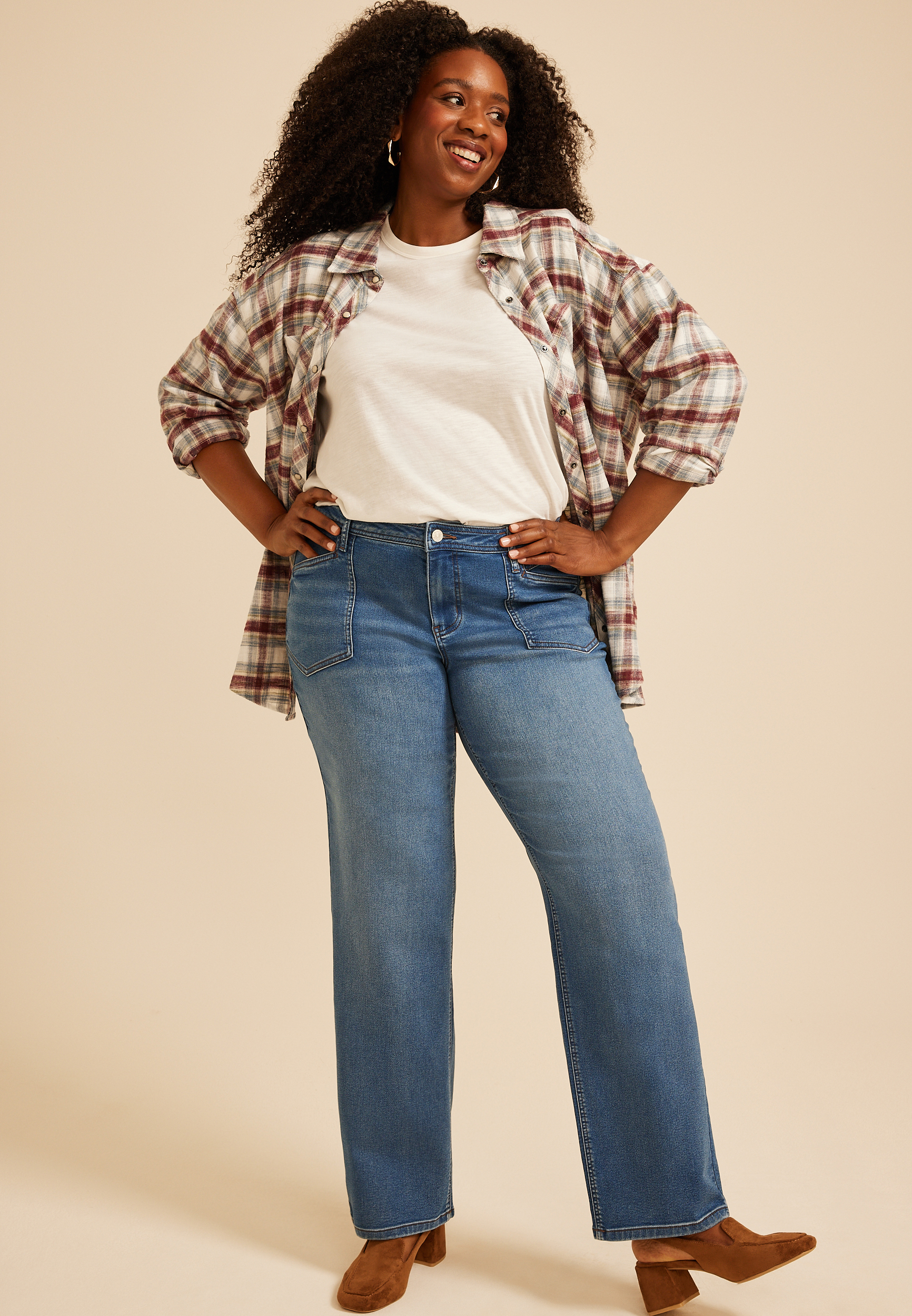 Plus Size m jeans by maurices&trade; Mid Rise Knit Relaxed Straight Jean, C3337, large