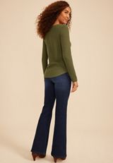 Lace Inset Waffle Knit Button Front Top, C9161, small
