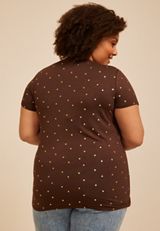 Plus Size 24/7 Kennedy Metallic Polka Dot Crew Neck Tee, C1635, small