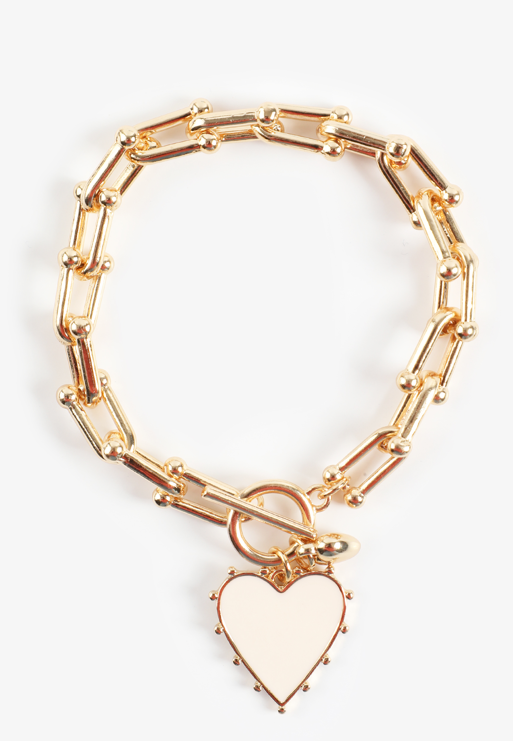 Gold Heart Charm Toggle Bracelet