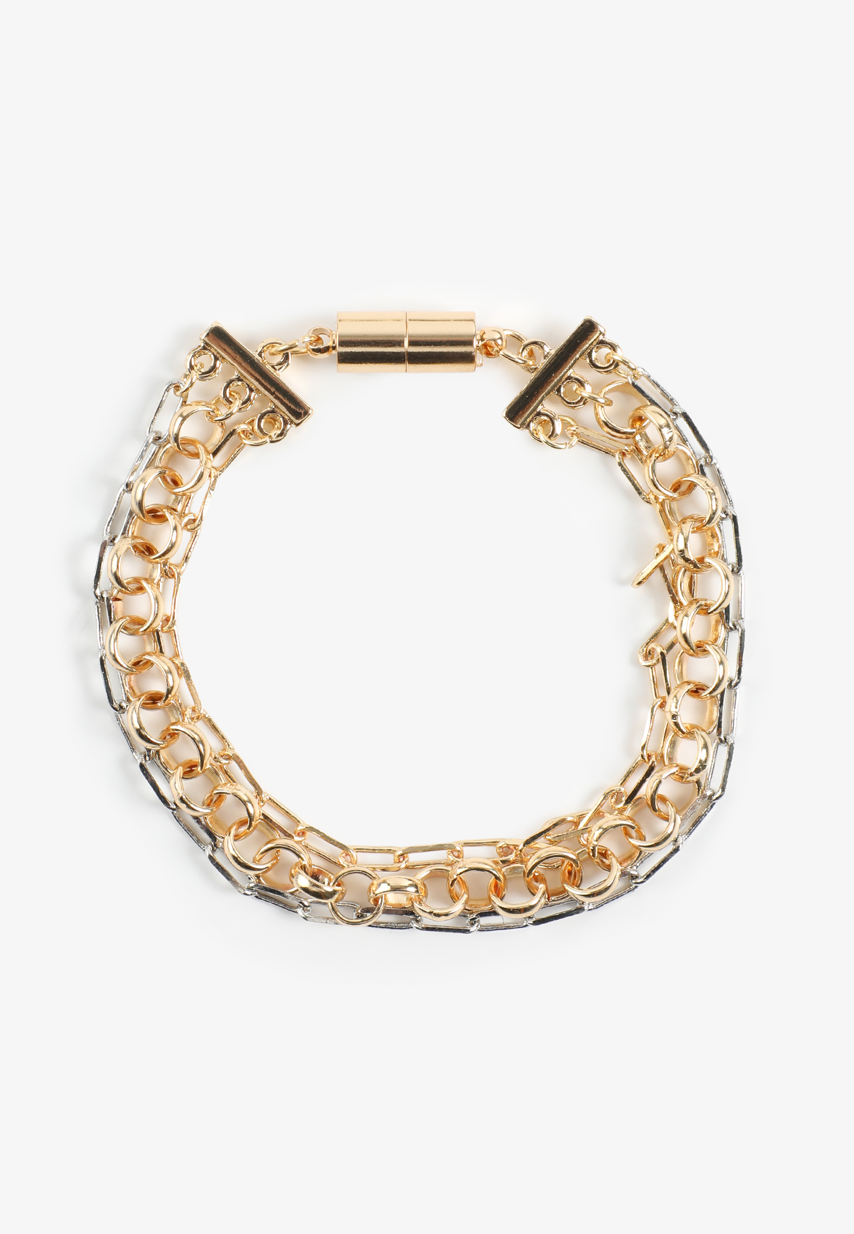 Mixed Metal Multi Chain Magnet Clasp Bracelet