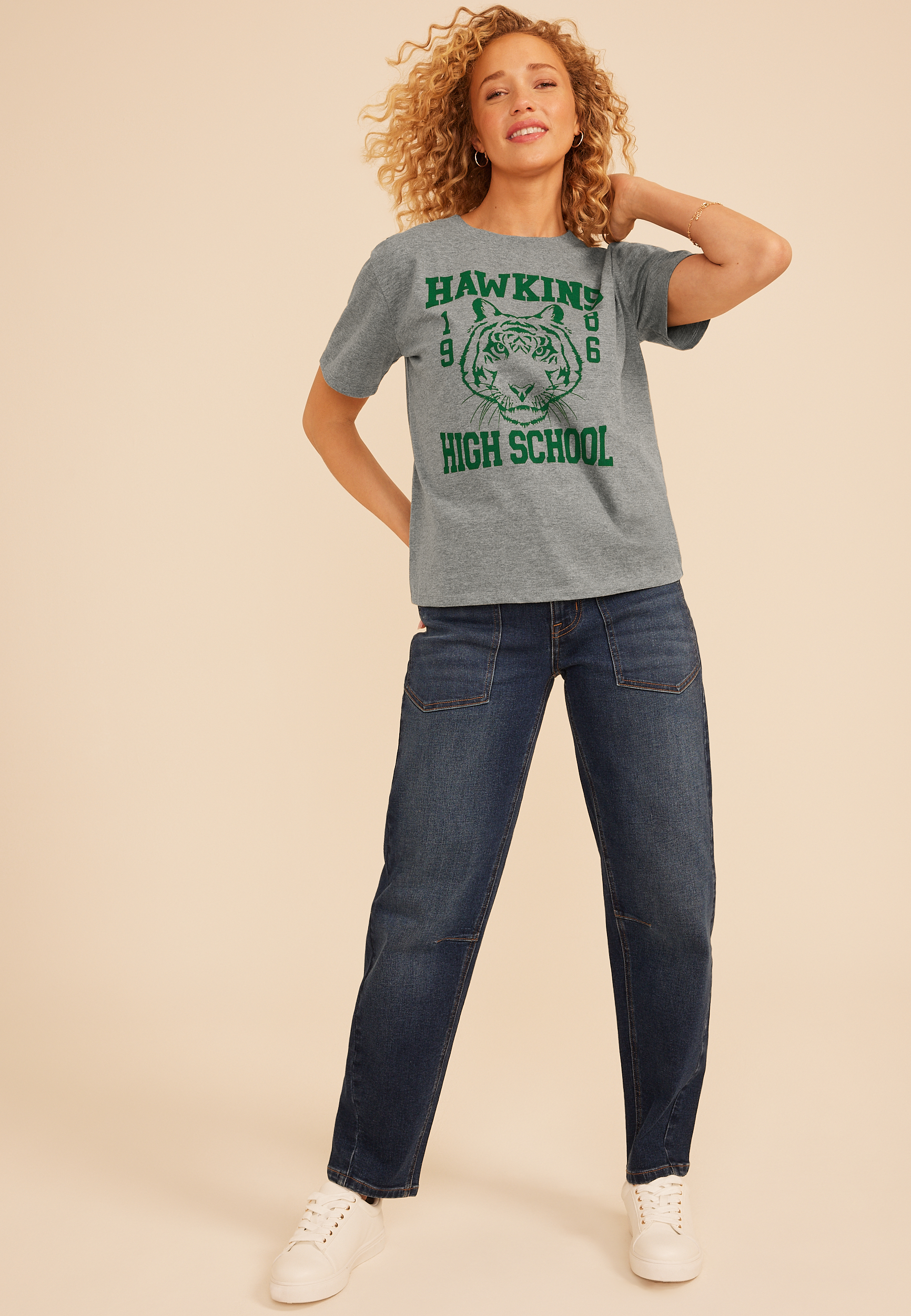 Hawkins High School Vintage Fit Graphic Tee, C2820, large