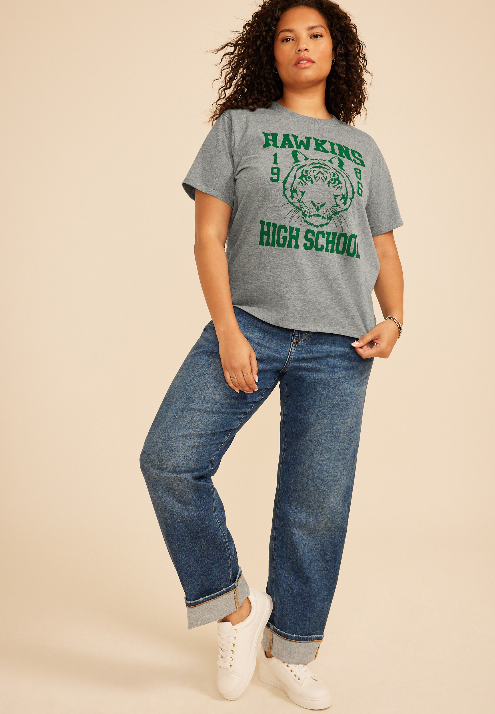 Plus Size Hawkins High School Vintage Fit Graphic Tee