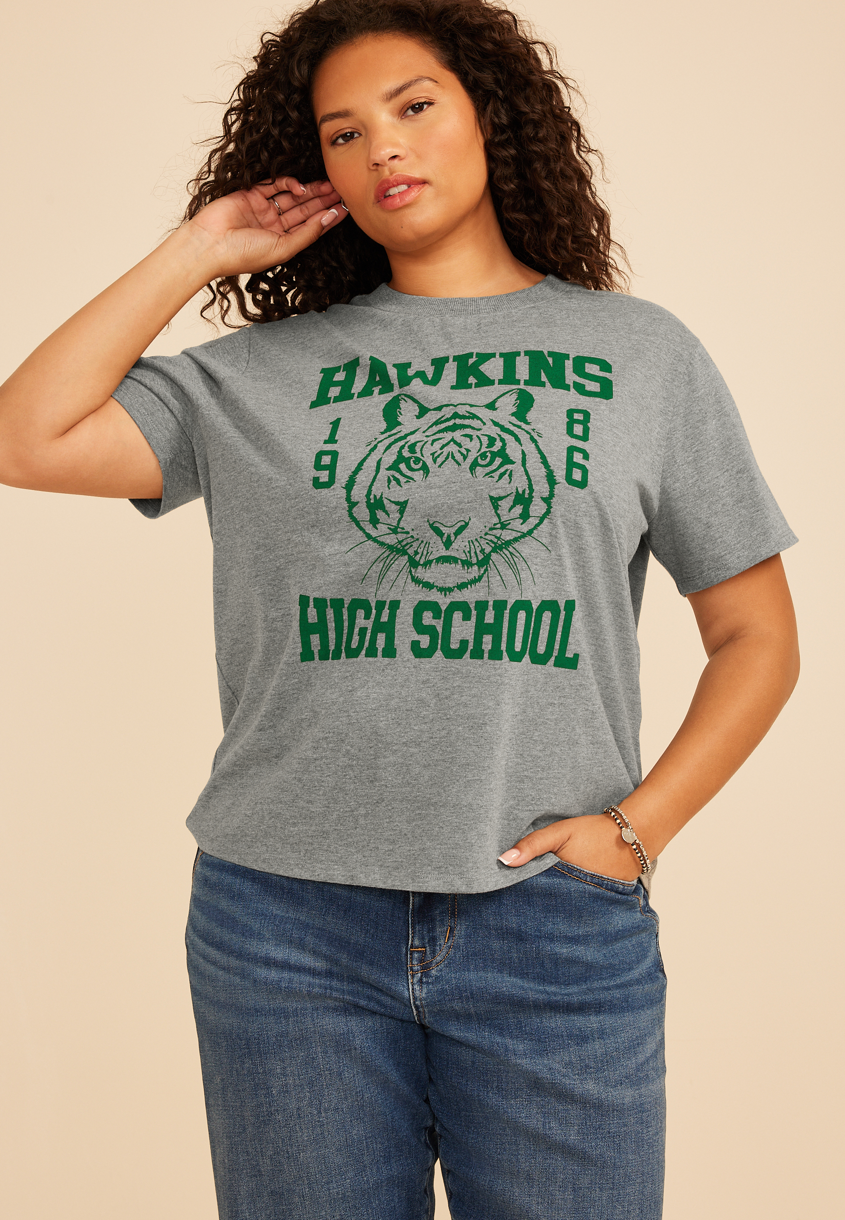 Plus Size Hawkins High School Vintage Fit Graphic Tee, C2820, large