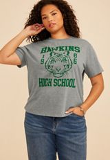 Plus Size Hawkins High School Vintage Fit Graphic Tee, C2820, small