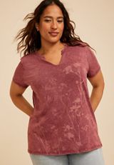 Plus Size Floral Shadow Classic Fit Graphic Tee, C7923, small