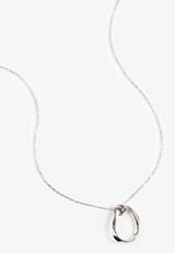 Silver Oval Pendant Necklace, C431, small