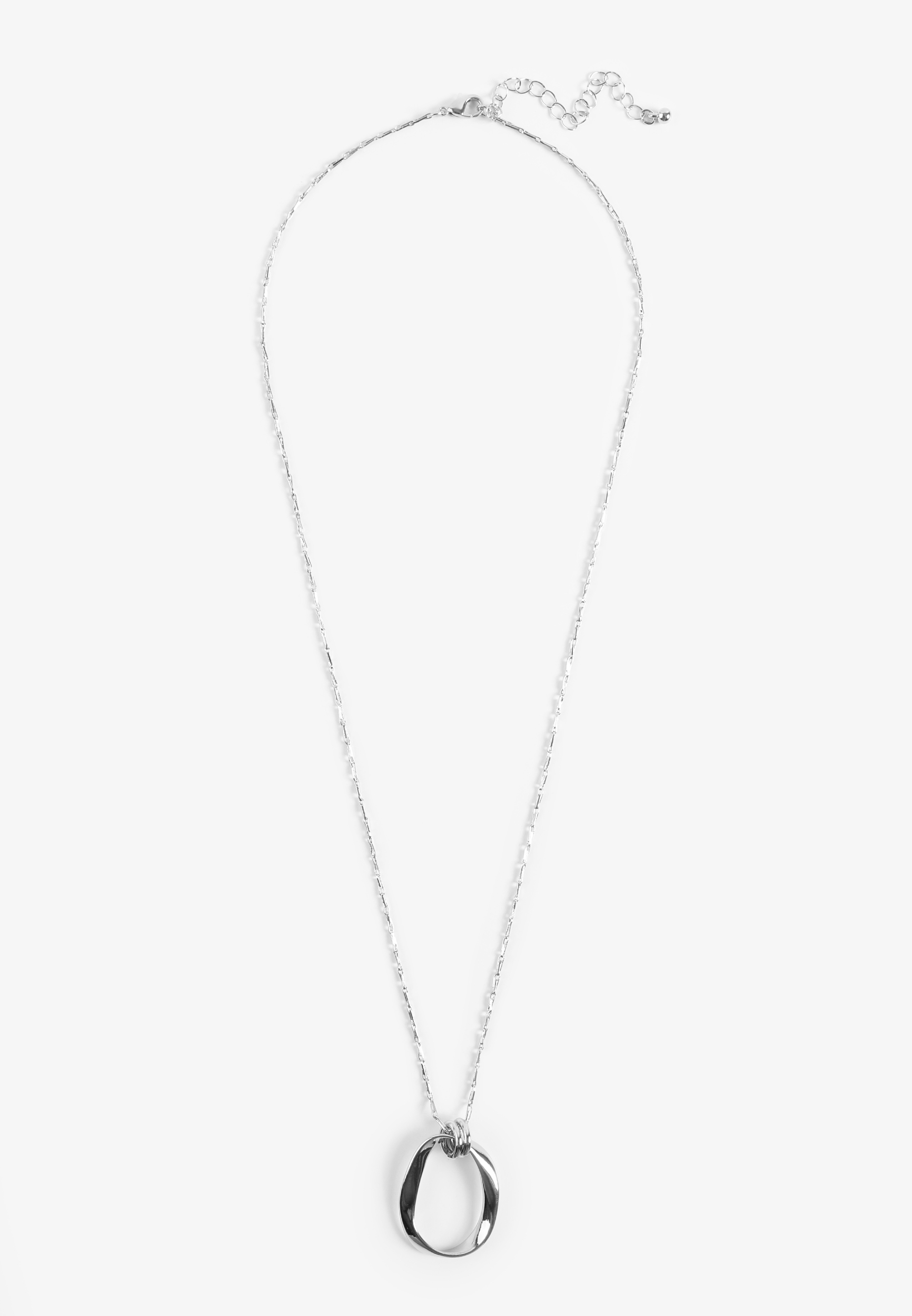 Silver Oval Pendant Necklace, C431, large