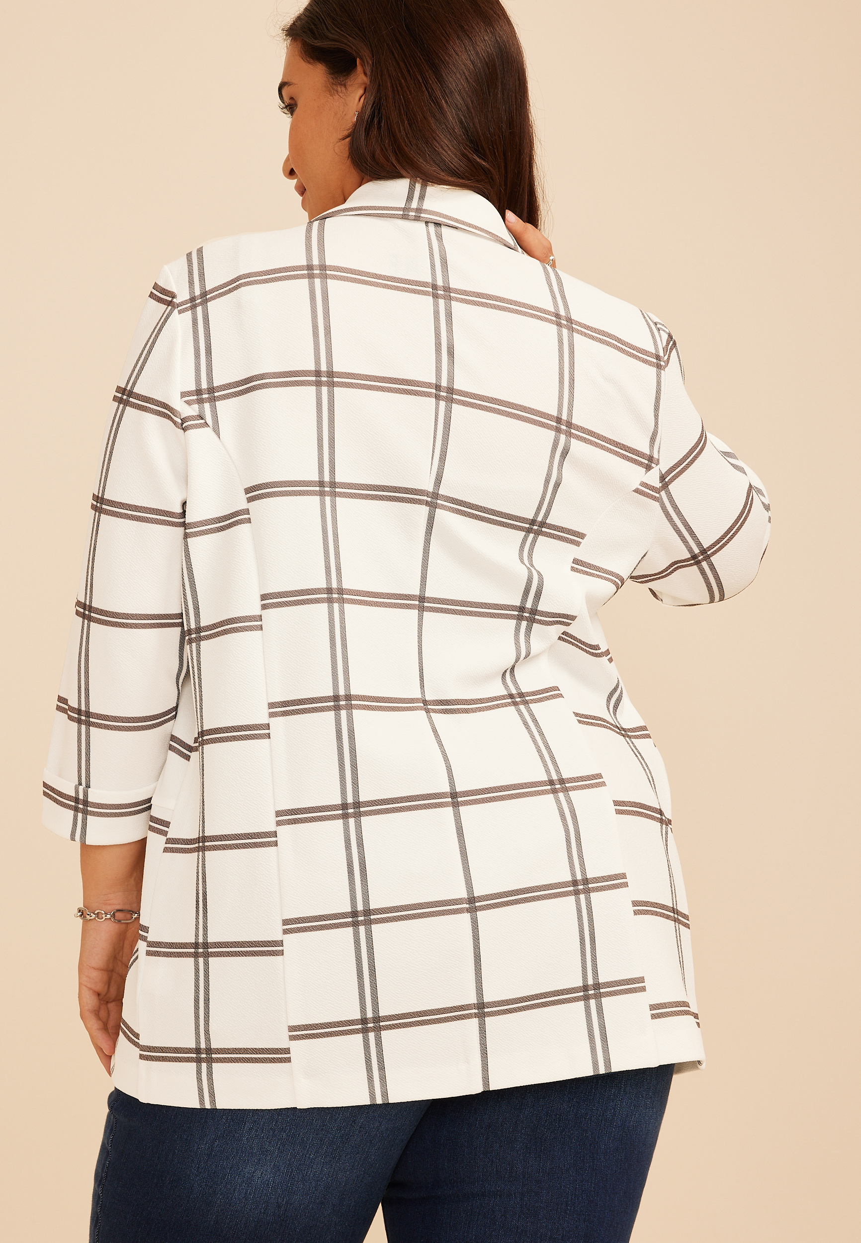 Plus Size Plaid Versa Blazer, C2380, large