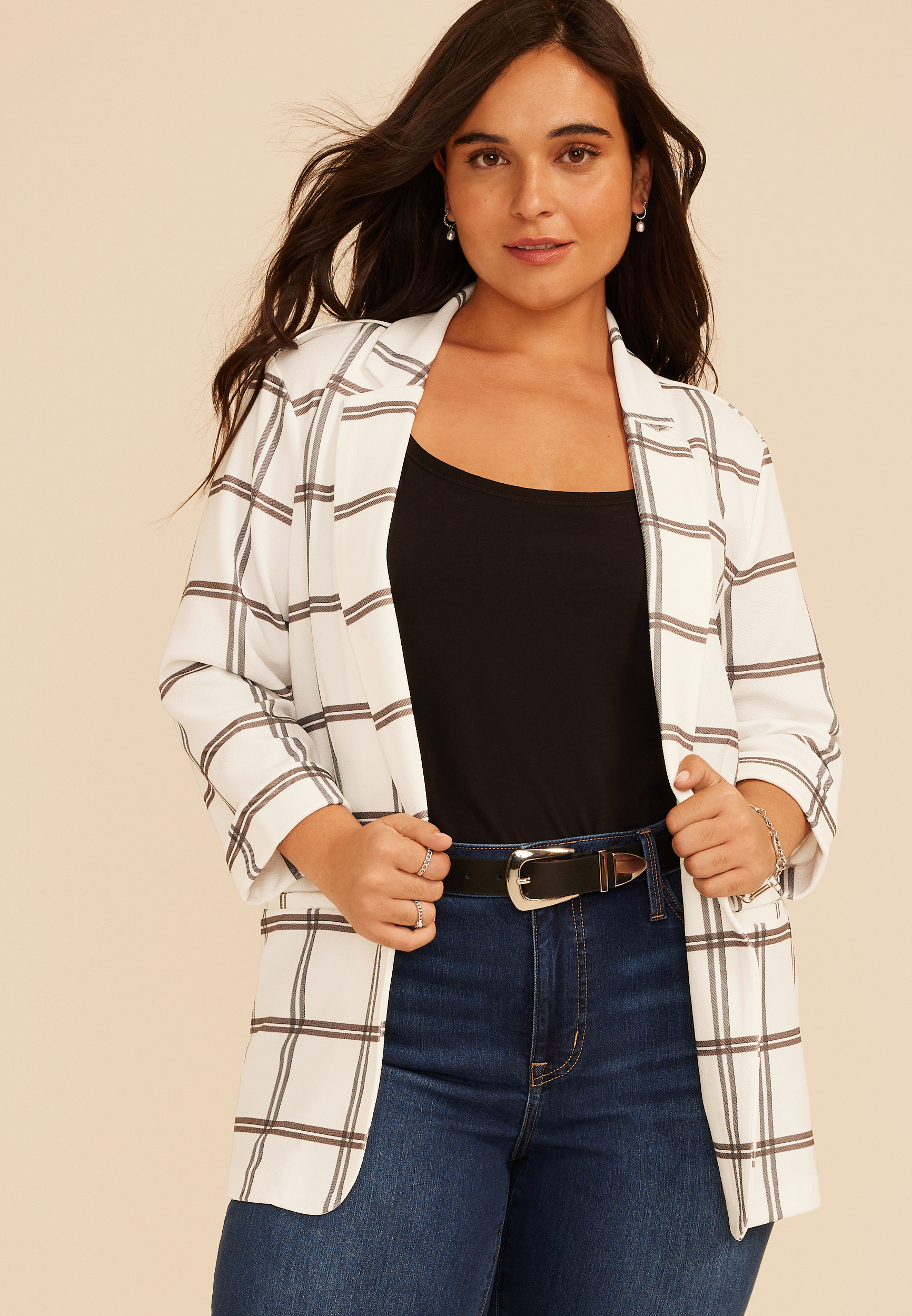 Plus Size Plaid Versa Blazer, C2380, large