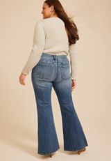 Plus Size KanCan™ Mid Rise Western Pocket Stitch Ripped Flare Jean, C258, small