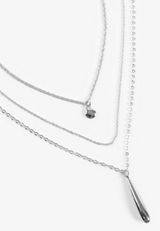 Silver Triple Layered Necklace, C431, small