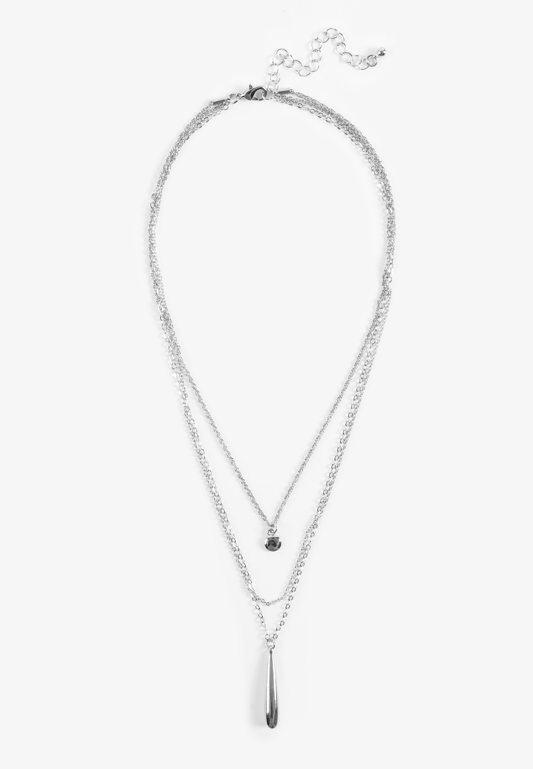 Silver Triple Layered Necklace, C431, large