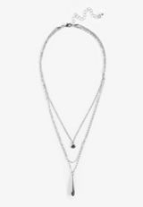 Silver Triple Layered Necklace, C431, small