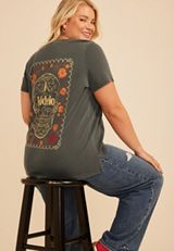 Plus Size Modelo Floral Skull Classic Fit Graphic Tee, C106, small
