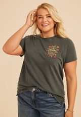 Plus Size Modelo Floral Skull Classic Fit Graphic Tee, C106, small