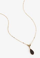 Gold And Brown Faux Leather Teardrop Necklace, C605, small