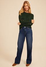 Lace Pointelle Trim Boat Neck Sweater, C4186, small