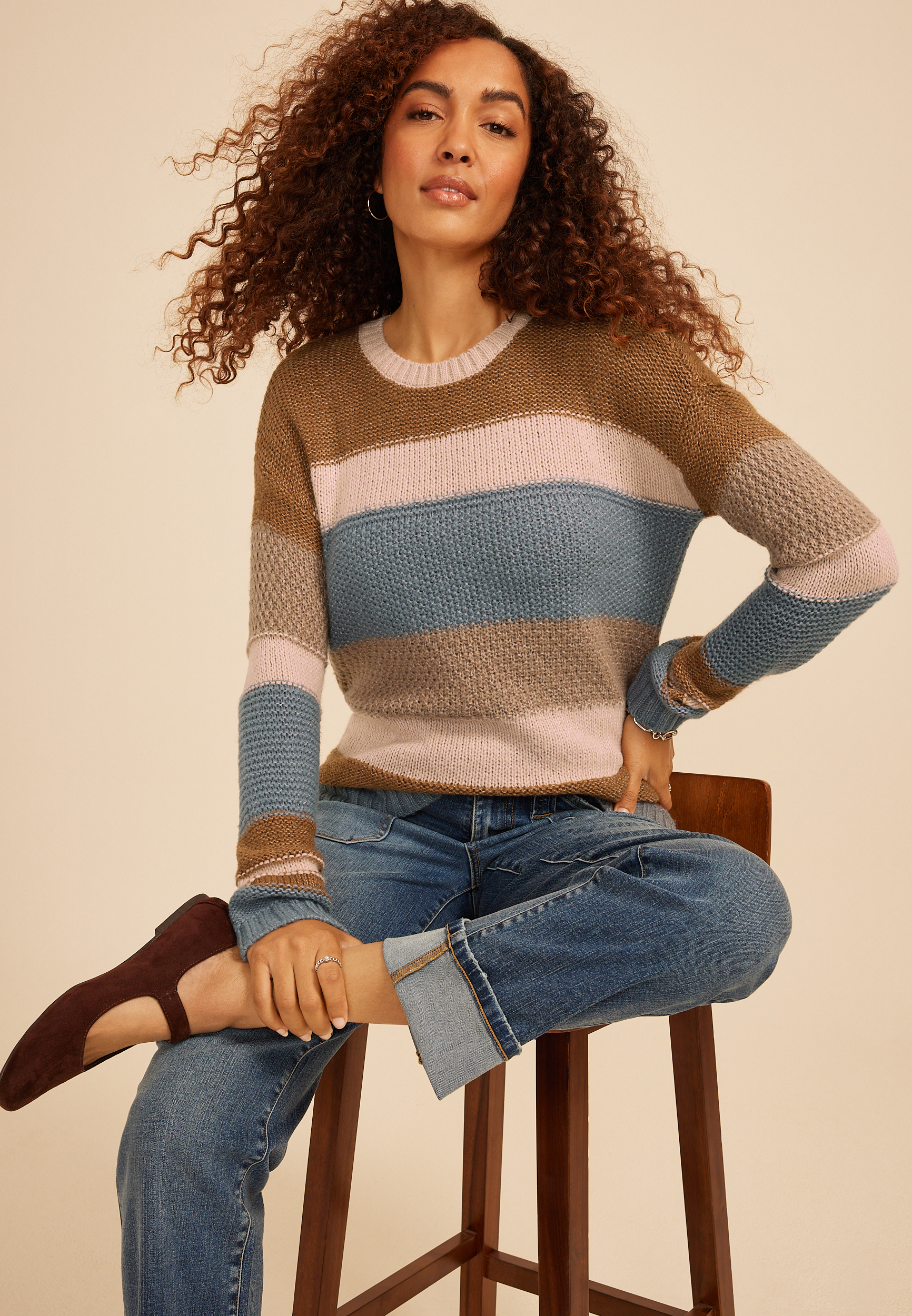 Textured Block Stripe Sweater