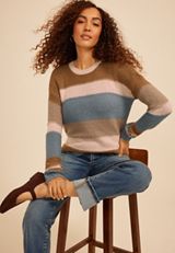 Textured Block Stripe Sweater, C343, small