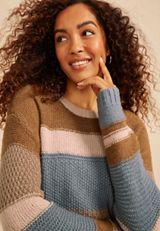 Textured Block Stripe Sweater, C343, small