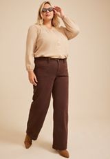 Plus Size m jeans by maurices&trade; High Rise Patch Pocket Wide Leg Jean, COFFEE BEAN, small