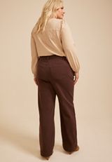 Plus Size m jeans by maurices&trade; High Rise Patch Pocket Wide Leg Jean, COFFEE BEAN, small