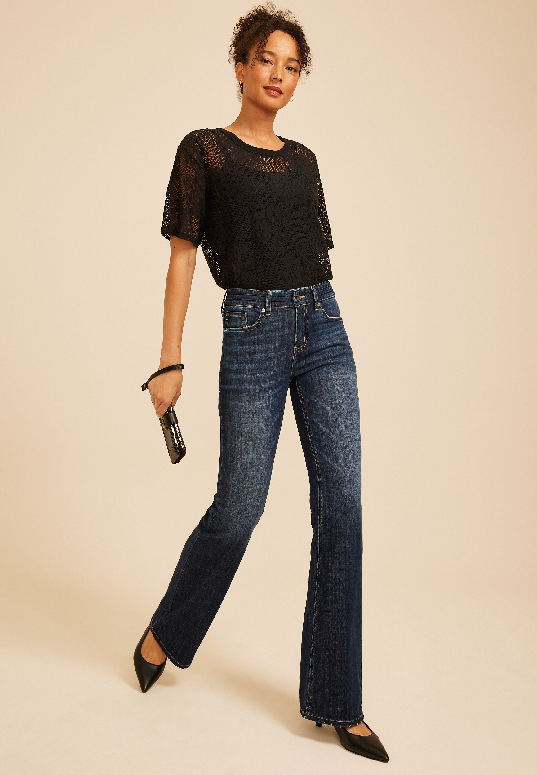 KanCan™ Mid Rise Ripped Flare Jean, C258, large