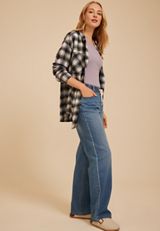 Hooded Cabin Plaid Button Down Shirt, C5053, small