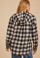 Hooded Cabin Plaid Button Down Shirt, C5053, small