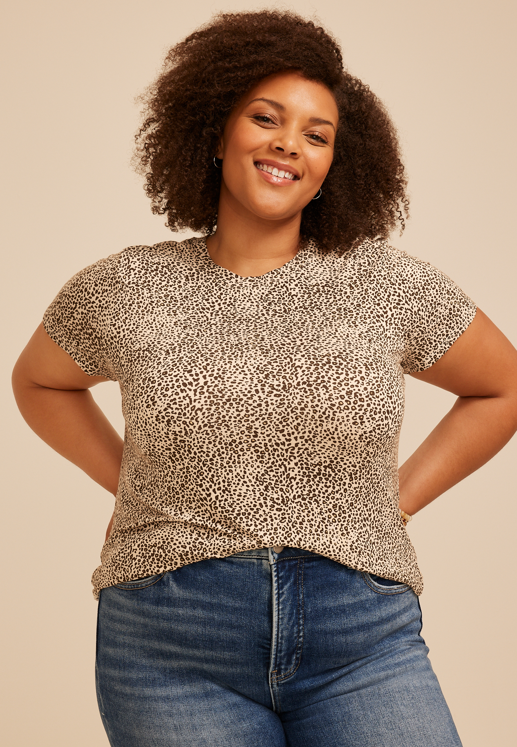 Plus Size 24/7 Kennedy Animal Crew Neck Tee