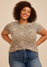 Plus Size 24/7 Kennedy Animal Crew Neck Tee, C1524, small