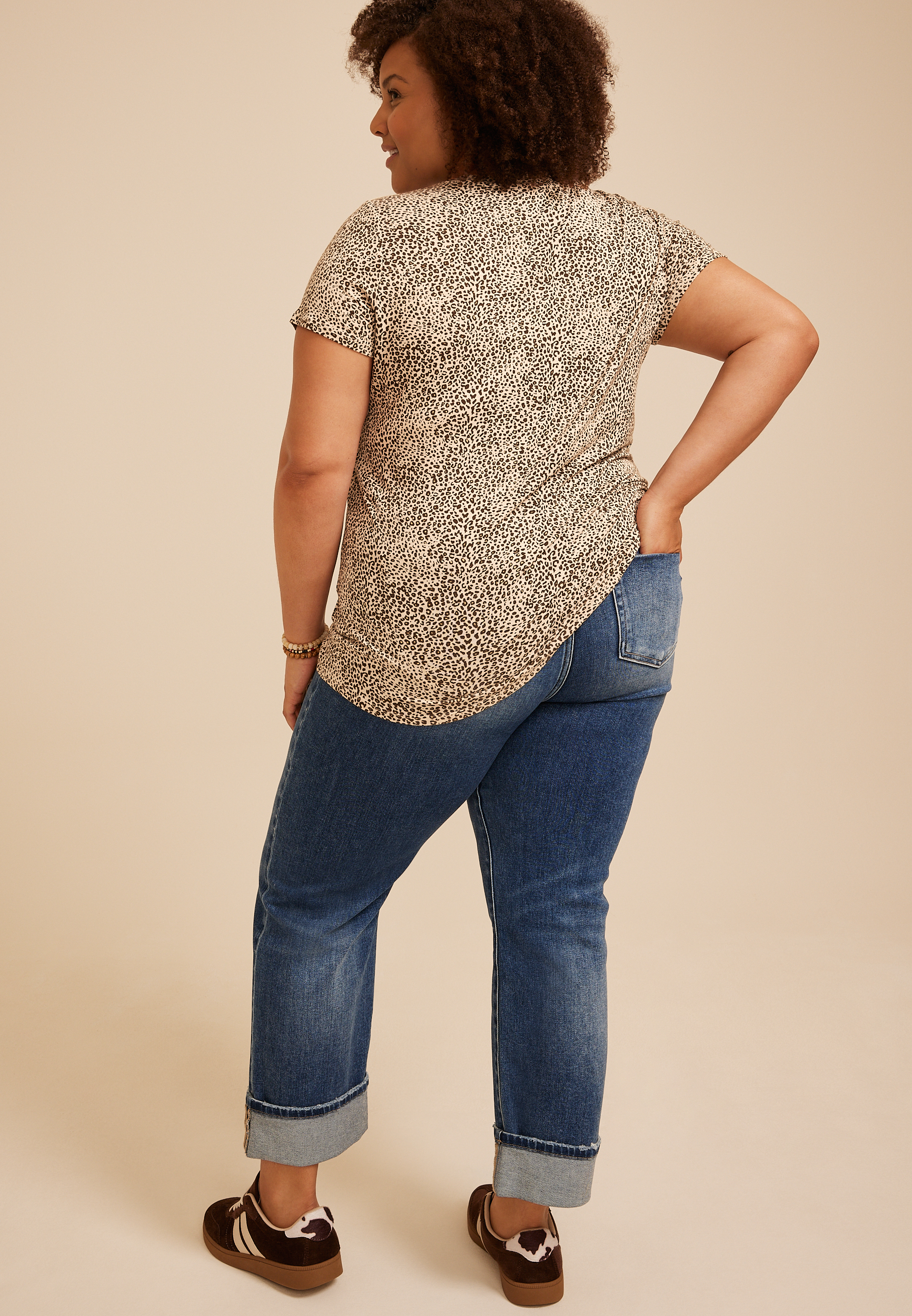 Plus Size 24/7 Kennedy Animal Crew Neck Tee, C1524, large
