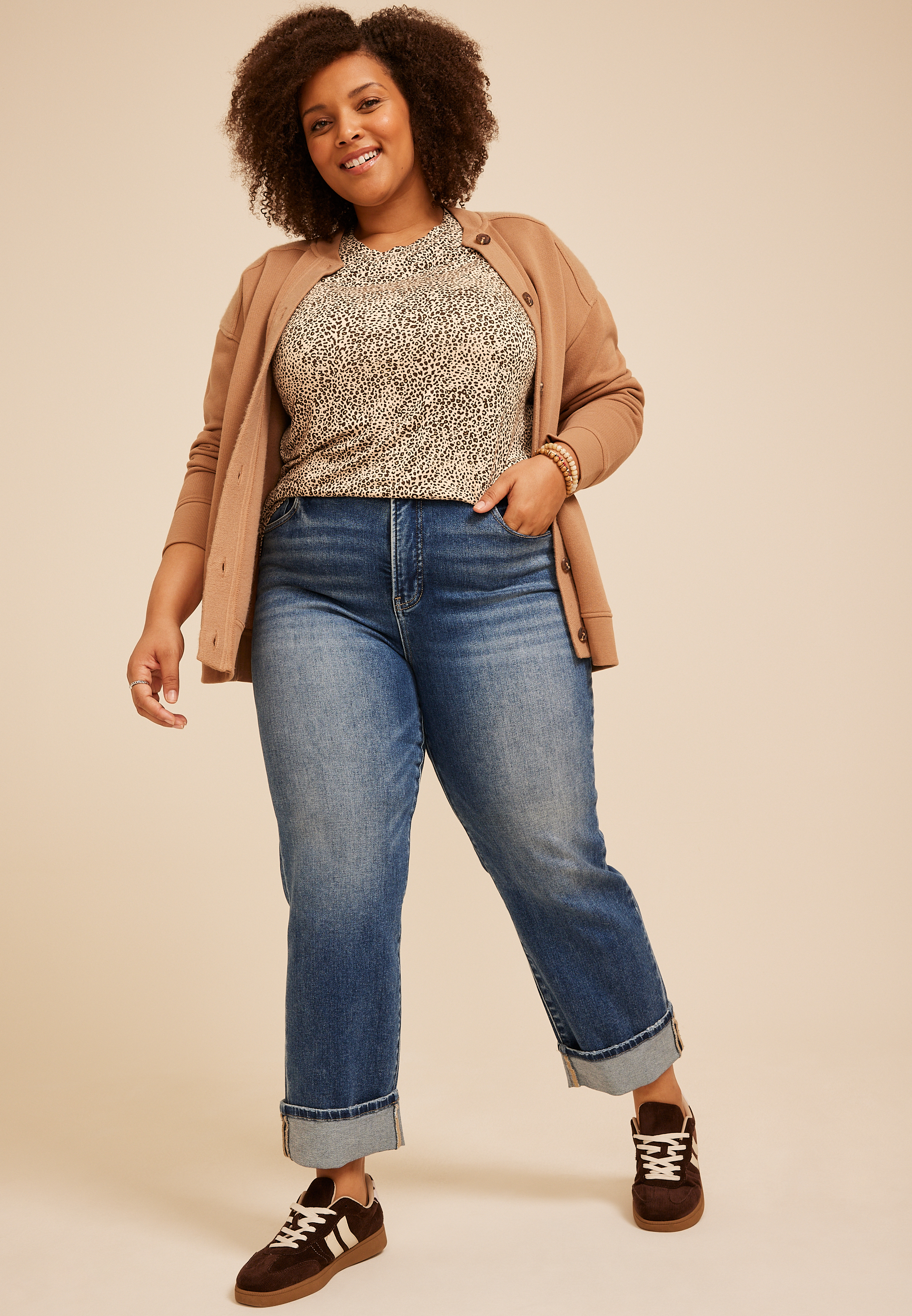 Plus Size 24/7 Kennedy Animal Crew Neck Tee, C1524, large