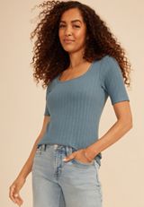 Pointelle Square Short Sleeve Tee, C1387, small