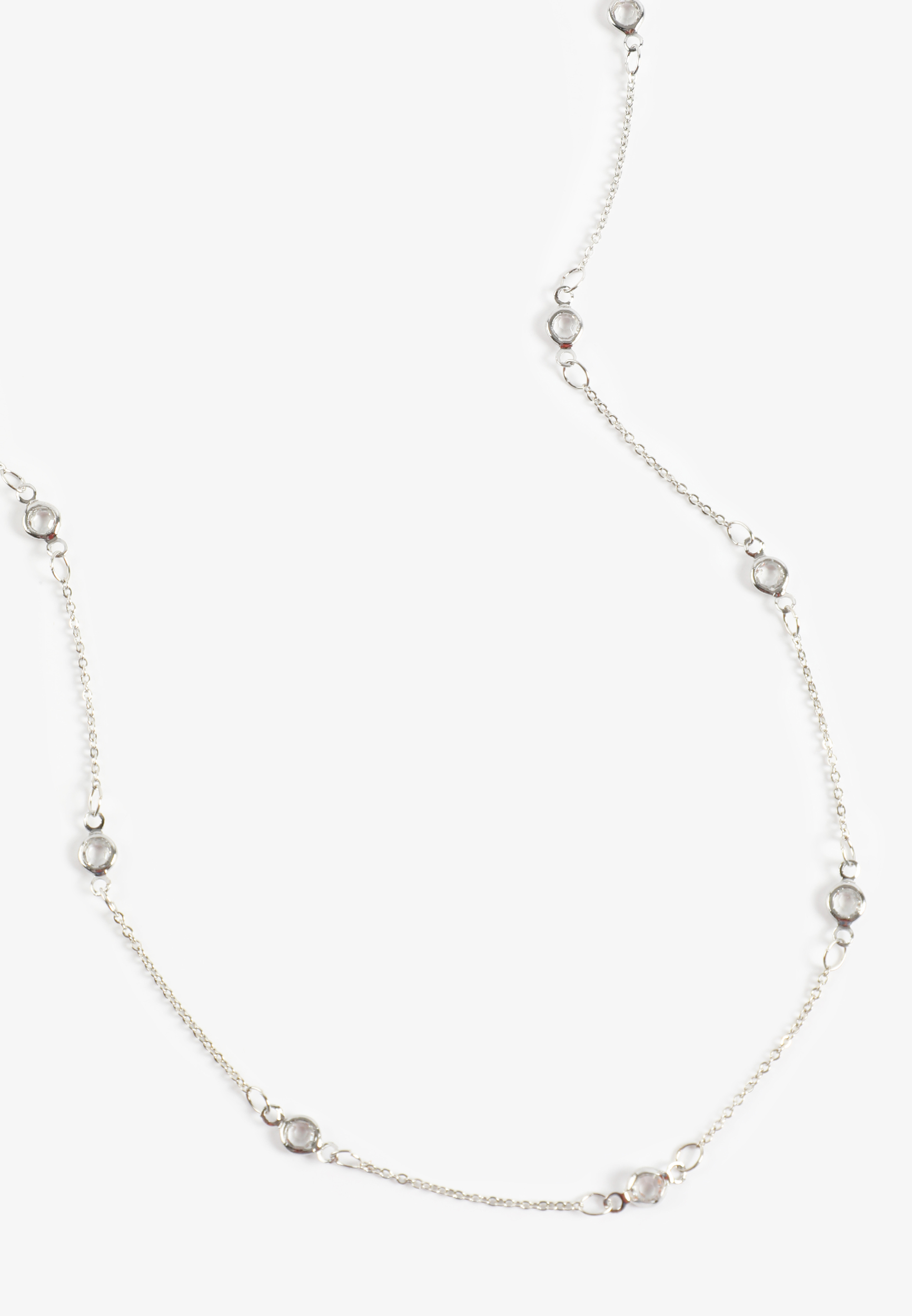 Everyday Layers Silver Clear Stone Necklace