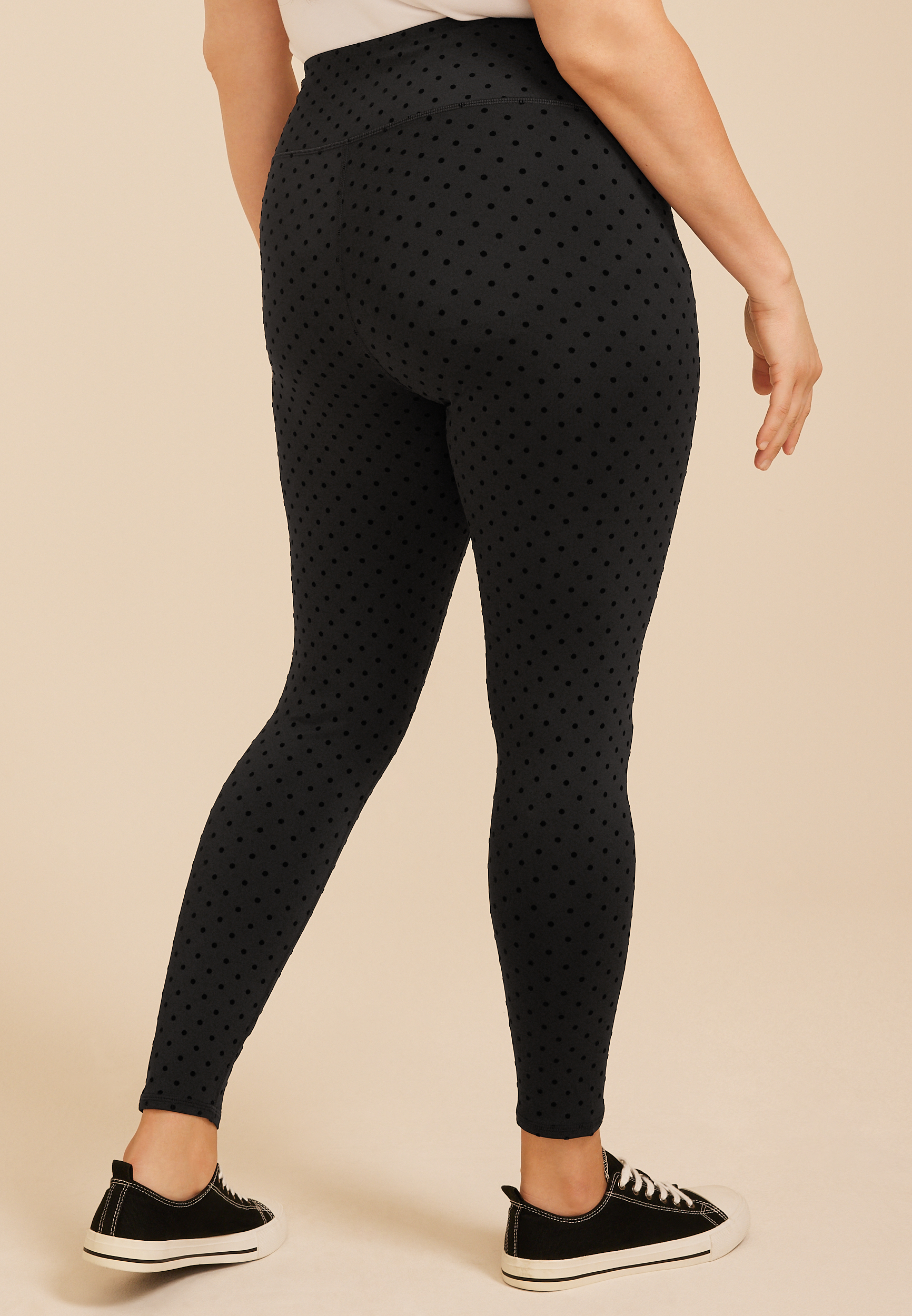 Plus Size Flocked Dot Legging, C106, large
